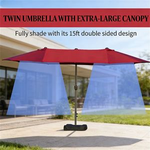 Ombrellone da Terrazzo Rosso Vino con Base, Ombrellone da Esterno per Cortile, Giardino o Spiaggia, Prodotto di Qualità - Product Image 2