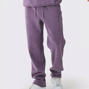 Pantalon de jogging pour homme en toile de coton 100% épaisse, délavée, coupe droite, ample et décontractée, sur mesure, avec taille élastique haute - Product Image 2