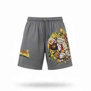Shorts de basketball athlétiques en toile et maille respirante pour hommes, avec logo personnalisé et taille élastique, style urbain - Product Image 2