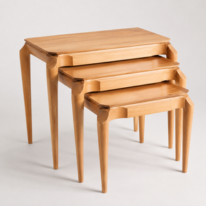 Modern Wooden Nesting Side <b>Table</b> Set of Three <b>Space</b> <b>Saving</b> Stacking Accent <b>Tables</b> for Living Room Bedroom Decor - Product Image 2