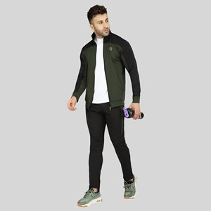 Conjunto Deportivo para Hombre, Estilo Taiwanés, Otoñal, Elástico en Cuatro Direcciones, Ajustado, Color Sólido, Cómodo, de Terciopelo Premium, para Correr y Hacer Ejercicio - Product Image 1