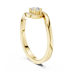 Bague de fiançailles en or jaune avec diamant de laboratoire, élégante pierre centrale ronde, bijoux de mariage halo, bague de luxe en gros - Product Image 4