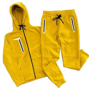 Conjunto Deportivo de Dos Piezas Personalizado de Alta Calidad, 100% Algodón, Pantalones Deportivos con Cremallera y Sudadera con Capucha Extra Grande, Chándal para Hombre - Product Image 1