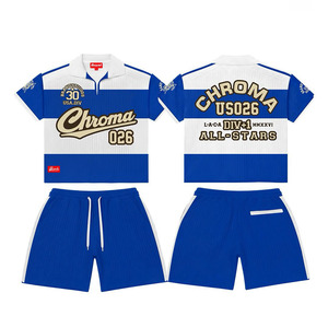 Premium 200 GSM Polyester Interlock T Shirt And Shorts Set Black <b>White</b> <b>Panel</b> Sublimation Custom Logo 2 Pieces Sets - Product Image 2