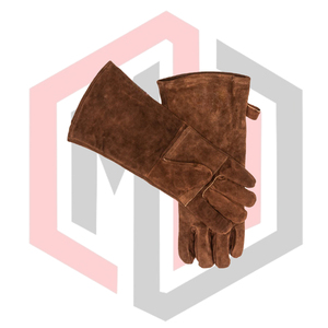 Gants résistants à la chaleur en cuir marron, gants en cuir fendu résistants au feu pour soudeurs, sans silicone, sans poudre, 14 pouces - Product Image 2