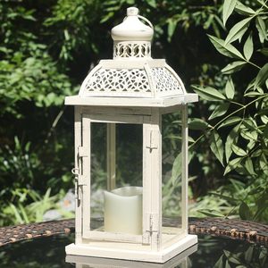 <b>Large</b> Metal Candle <b>Lanterns</b>, Vintage Hanging Candle Holders Farmhouse Shelf Wedding Front Porch Patio Decor at Bulk Price - Product Image 1