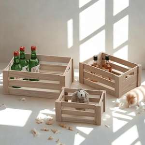 Panier de rangement en bois moderne et écologique avec poignées, idéal pour la décoration intérieure, l'emballage cadeau et les usages multiples - Vente en gros - Product Image 2