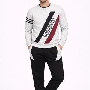 Conjunto Deportivo Premium para Hombre, Sudadera y Pantalones Deportivos Grises con Estampado, Tela Suave y Transpirable de Mezcla de Algodón para Comodidad Durante Todo el Día - Product Image 1