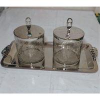 Ensemble de pots à épices en verre et acier inoxydable de luxe avec plateau, récipients modernes pour assaisonnements de cuisine, sucrier pour la maison, l'hôtel et le restaurant
