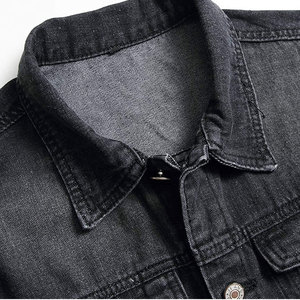 Wholesale Men's <b>Denim</b> Jacket Classic Black Jean <b>Coats</b> with Fully Custom Designs OEM Factory Direct Supply - Product Image 4