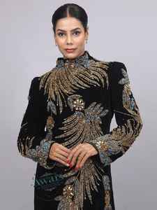 Ensemble 2 pièces de luxe AWAIS HOUSE pour femmes musulmanes, en velours uni perlé, lavable, écologique, simple, longueur ras du sol, vente en gros - Product Image 5