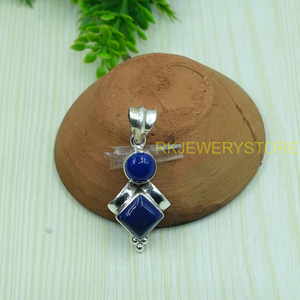 Collier pendentif en pierre précieuse lapis-lazuli bleu naturel, pendentif en argent sterling 925, grand bijou en lapis-lazuli, cadeau pour femme - Product Image 5