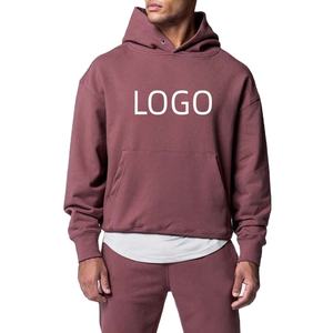 Sweat-shirt et sweat à capuche d'hiver en tricot éponge français 100% coton pour hommes coupe régulière 300g imprimé solide - Product Image 5