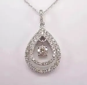 จี้เสริมความงามสำหรับผู้หญิงชุบทองคำขาว 14K ประดับเพชรโมอิสซาไนต์แท้ทรงกลม 2 กะรัต - Product Image 2