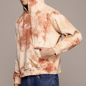 Sweat-shirt à capuche tie-dye pour homme, coupe oversize, décontracté, tricoté, avec poche avant et logo, style printemps, épais - Product Image 2