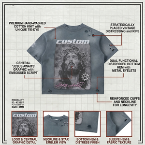 Custom Oversized T-<b>Shirt</b> Men Street Style O-Neck Short Sleeve Photo Print Pattern Gray Jersey Cotton - Product Image 6