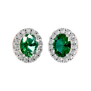 Luxury 14k/18k White Gold <b>Stud</b> Earrings Natural <b>Emerald</b> Diamond Halo Design Trendy Fine Jewelry for Parties Women's Bridal Gift - Product Image 3