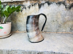 Rustic Viking Beer Horn <b>Mug</b> Handmade Natural Buffalo Horn <b>Large</b> Capacity Leak Proof Dishwasher Safe Medieval Drinking Cup Bar - Product Image 2
