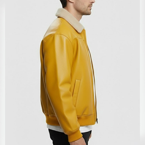 Veste d'hiver personnalisée 2026 pour homme, nouvelle veste en cuir tendance, tissu en toile de haute qualité, tricotée, meilleur design, fermeture éclair haute, hiver - Product Image 3