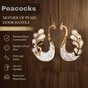 Peacock Shape Brass Wardrobe Handle Mother Of Pearl Inlay European Style Durable Furniture <b>Door</b> Pull - Product Image 2