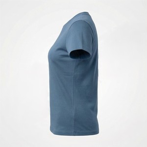 Camiseta Casual de Manga Corta con Cuello Redondo para Mujer, Color Sólido, Corte Regular, Tela de Lona, Verano, Ecológica, Corte Ajustado - Product Image 3