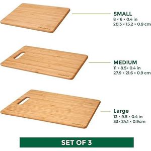 <b>Set</b> of 3 Bamboo Cutting Boards for Kitchen Use Knife Friendly Wood Cutting Block for Chopping Meat Vegetables Fruits <b>Cheese</b> - Product Image 2