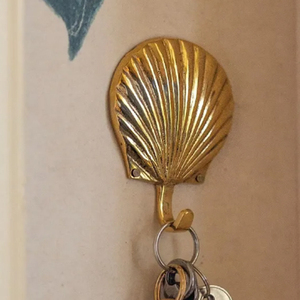 Brass Shell <b>Wall</b> <b>Hook</b> Metal Casted Coat <b>Hook</b> Metal Vintage Style Single <b>Hook</b> <b>for</b> <b>Keys</b> and Accessories - Product Image 2
