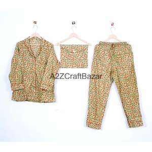 Pijamas de Mujer Hechos a Mano con Estampado Indio - Conjunto Premium 100% Algodón Puro para Primavera y Verano - Product Image 5