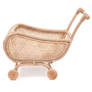 Cochecito de Mimbre Tejido a Mano para Muñecas, Diseño Exclusivo, Juguete Infantil, Modelo de Cochecito de Juguete para Juego de Imitación, Venta al por Mayor - Product Image 2