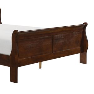 Letto a slitta matrimoniale (Queen Size) in stile Luigi Filippo, design tradizionale, finitura marrone ciliegio, realizzato a mano in legno. - Product Image 6