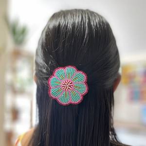 Pinza para el pelo bordada a mano con cuentas de semillas, hecha a medida, para uso diario o fiestas, pinza para el pelo étnica para mujer, accesorio de moda para el cabello. - Product Image 5