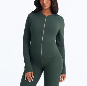 Sudaderas con Capucha Lisas de Felpa para Mujer al por Mayor, Sudadera con Cremallera Personalizada de Alta Calidad 500gsm, Estilo Urbano - Product Image 1