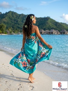 Custom Polynesian Sarong Hawaiian Pareo Floral Print Soft Fabric Tropical <b>Beach</b> Wrap OEM ODM Manufacturer - Product Image 2