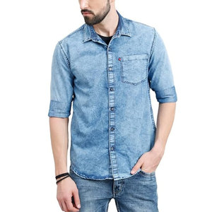 Camisa vaquera informal para hombre con corte relajado y dos bolsillos en el pecho para uso al aire libre - Product Image 1