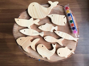 Juego de Bloques de Madera Montessori, Juguete Educativo para Niños Pequeños, Animales Marinos y Juguetes Apilables de Pesca - Product Image 1