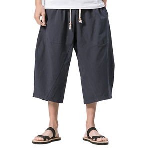 Nouveau style d'été – Capris en coton et lin écologiques, respirants, grande taille, tricotés, décontractés, pour le sport, avec taille élastique, couleur unie - Product Image 2