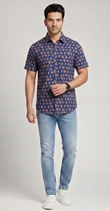 Hand Block Print Cotton <b>Shirt</b> Mens Casual Summer Wear Breathable Handmade Indian <b>Shirt</b> Bulk Supply - Product Image 2