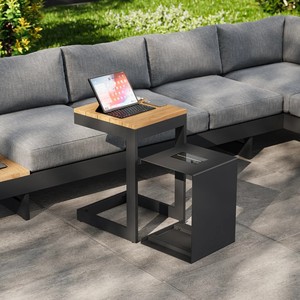 LINEA COMPACT SIDE <b>TABLE</b> WOOD AND METAL SIDE <b>TABLE</b> NESTING <b>TABLE</b> SIDE OF TWO BEDSIDE LAPTOP SIDE <b>TABLE</b> MULTIFUNCTION SIDE <b>TABLE</b> - Product Image 4