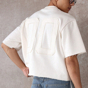 Wholesale High Quality Heavyweight Mens Oversized <b>Tshirt</b> Boxy Cropped t Shirt Custom Printed Plus Size t Shirts - Product Image 2