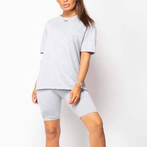 Ensembles de survêtements 2 pièces pour femmes, collection été 2026, tenues décontractées à manches courtes, ensembles de t-shirts et shorts de détente à col rond - Product Image 5