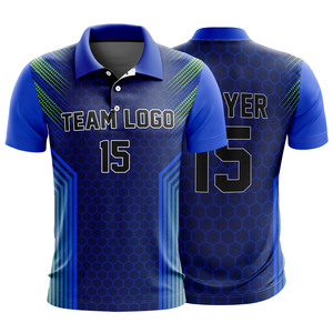 Maillot de cricket personnalisé pour hommes avec nom d'équipe, 100 % polyester, impression numérique, protection antibactérienne et anti-UV, personnalisable à l'avant - Product Image 1