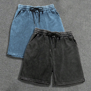 Pantalones Cortos de Felpa 100% Algodón con Lavado Ácido Vintage, Cintura Elástica con Cordón, para Gimnasio y Entrenamiento, Venta al por Mayor, Personalizables - Product Image 5