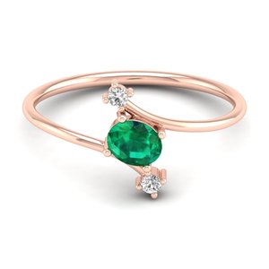 REYES Wholesale Price 14K Solid Gold Moissanite Engagement Ring Handcrafted Oval Cut 0.35Ct Emerald Gemstone Jewelry For Women - Product Image 5