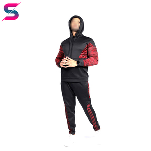 Meilleures ventes, nouvelle collection, qualité supérieure, avec logo personnalisé, couleur contrastée noir et rouge, nouvelle tendance, survêtements légers en polyester et coton - Product Image 3