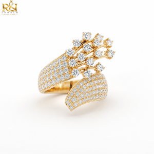 Bague en diamant de laboratoire taille brillant avec anneau croisé |   Bague en or massif pavé Comet Spray 9K/14K/18K, bijoux de luxe pour hommes, vente en gros OEM ODM - Product Image 1