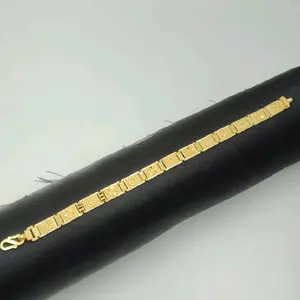 Pulsera de oro de diseño con patrón geométrico cuadrado, joyería clásica para la muñeca, para hombres y mujeres, uso diario, fiestas, aniversarios - Product Image 2