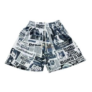 Shorts en maille à imprimé cachemire noir et blanc pour hommes, respirants, à séchage rapide, shorts de sport, style streetwear, coupe légère - Product Image 5