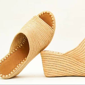 Handmade Natural Raffia Sandal, Women's <b>Clog</b> Heels - Product Image 1