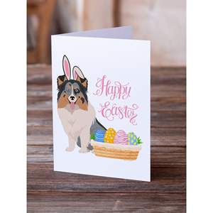 Blue Merle Sheltie Cartes de Pâques fantaisistes A7 Lot de 8 cartes vierges avec enveloppes Cartes de voeux de taille 5x7 - Product Image 2