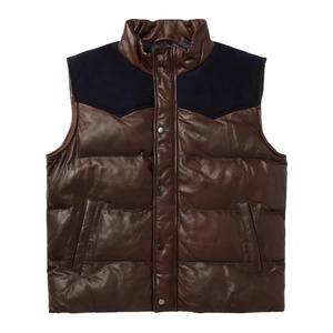 Chaleco de Cuero para Hombre de Alta Calidad, Chaleco de Cuero Genuino de Invierno con Cierre, Cuello Redondo, Estilo Casual Urbano - Product Image 1